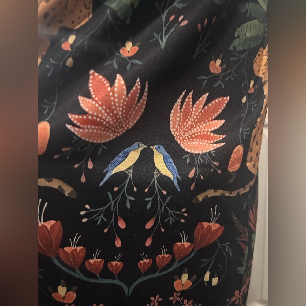 Coramoon Sz M Black Mystical Tropical Fern Print Cropped Top And Skirt Set Boho - Picture 5 of 7